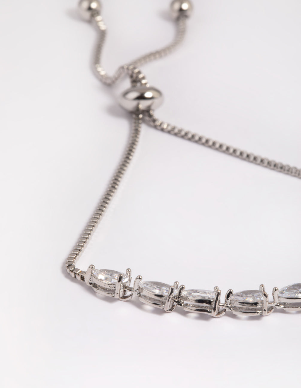 Silver Cubic Zirconia Pear Toggle Bracelet