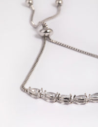 Silver Cubic Zirconia Pear Toggle Bracelet - link has visual effect only
