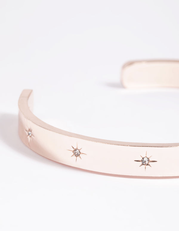 Rose Gold Diamante Star Cuff Bracelet