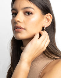 Gold Diamante Marquise Huggie Hoop Earrings - link has visual effect only