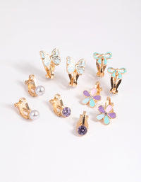 Kids Pretty Bow Clip On Earring 5-Pack - link has visual effect only