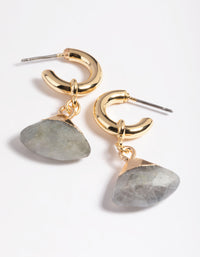 Gold Plated Labradorite Charm Hoop Earrings - link has visual effect only