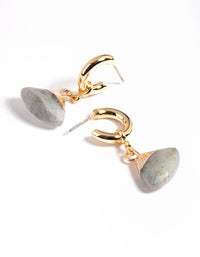 Gold Plated Labradorite Charm Hoop Earrings - link has visual effect only