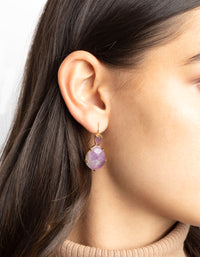 Gold Plated Semi Precious Stone Oval Drop Earrings - link has visual effect only