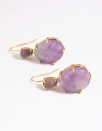 Gold Plated Semi Precious Stone Oval Drop Earrings - link has visual effect only