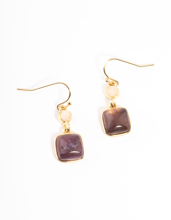 Gold Plated Semi Precious Stone Drop Earrings