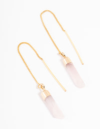 Gold Plated Rose Quartz Thread Through Earrings - link has visual effect only