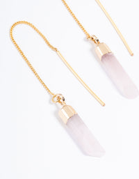 Gold Plated Rose Quartz Thread Through Earrings - link has visual effect only