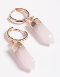 Rose Gold Plated Quartz Huggie Hoop Earrings - link has visual effect only