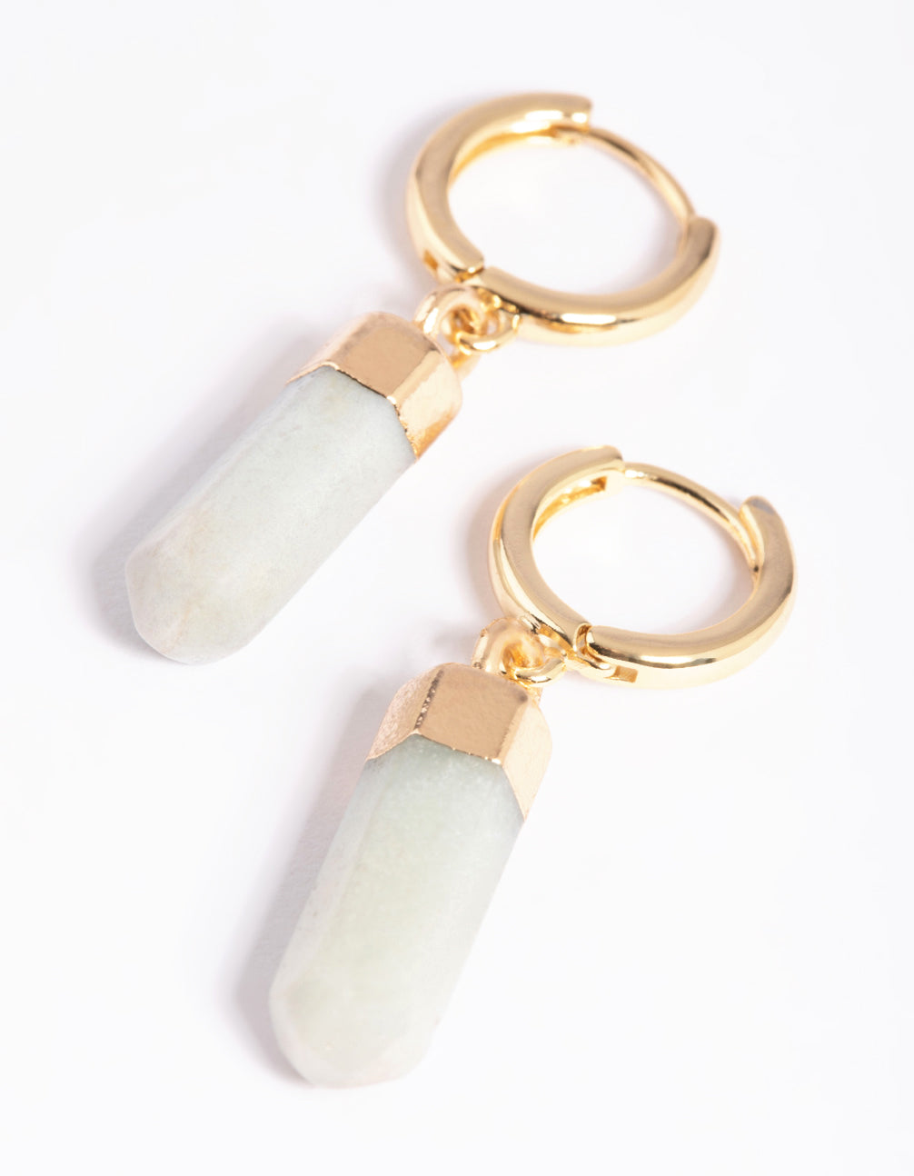 Gold Plated Amazonite Huggie Hoop Earrings