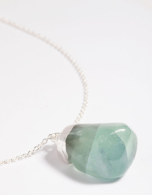 Silver Plated Green Fluorite Necklace