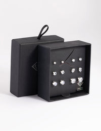 Silver Diamond Simulant Stud Earring 6-Pack - link has visual effect only