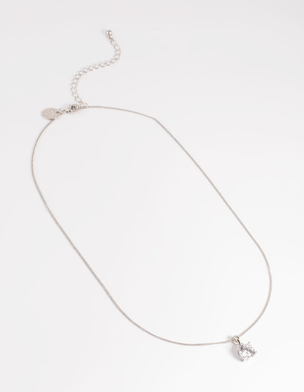 Silver Diamond Simulant Cubic Zirconia Necklace