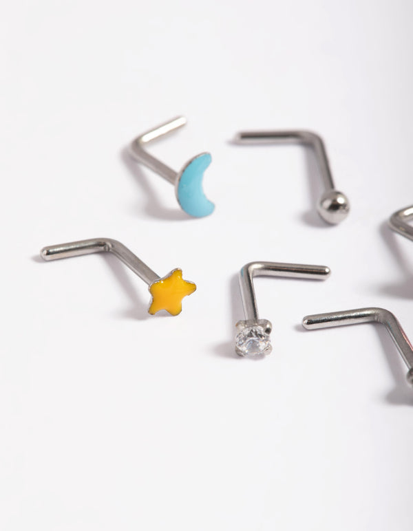Surgical Steel Motif Nose Stud 6-Pack