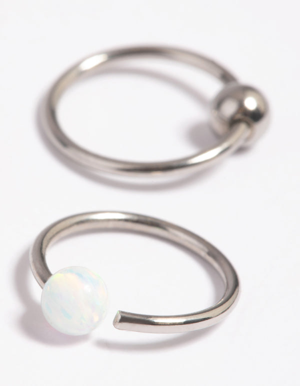 Surgical Steel Opal Nose Ring Set