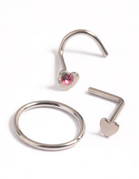 Titanium Hearts Nose Stud Pack - link has visual effect only
