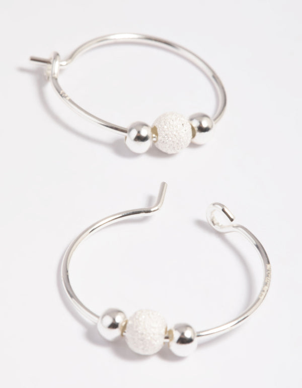 Sterling Silver Ball Hoop Earrings