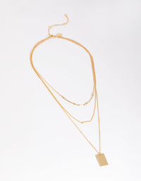 Gold Plated Rectangular Layered Necklace - link has visual effect only