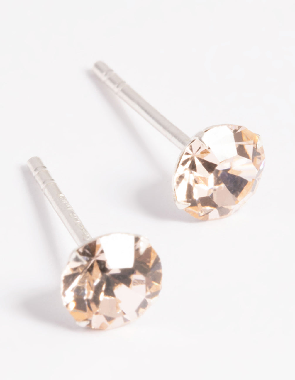 Sterling Silver Peach 5mm Stud Earrings