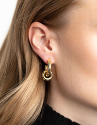 Gold Plated Molten Knot Hoop Earrings - link has visual effect only