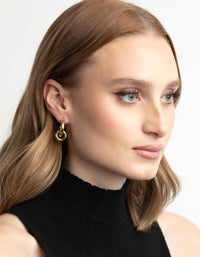 Gold Plated Molten Knot Hoop Earrings - link has visual effect only