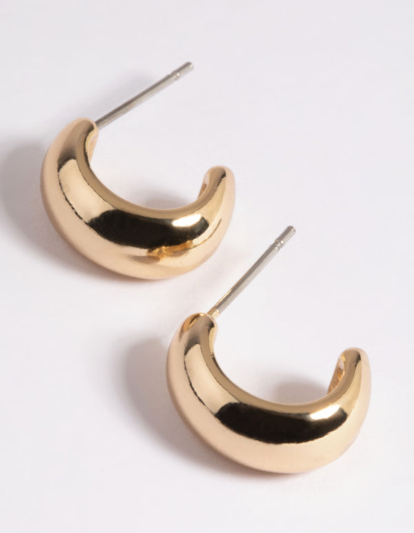 Gold Plated Brass Chubby Hoop Earrings