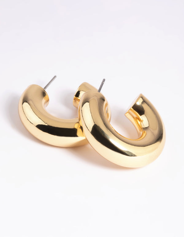 Gold Plated Brass Chubby Hoop Earrings