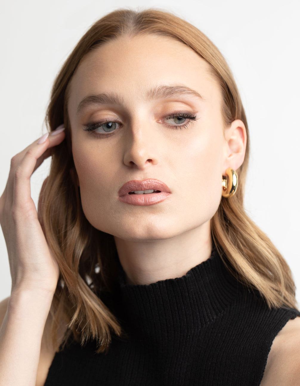 Gold Plated Brass Chubby Hoop Earrings