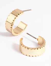 Gold Plated Textured Hoop Earrings - link has visual effect only