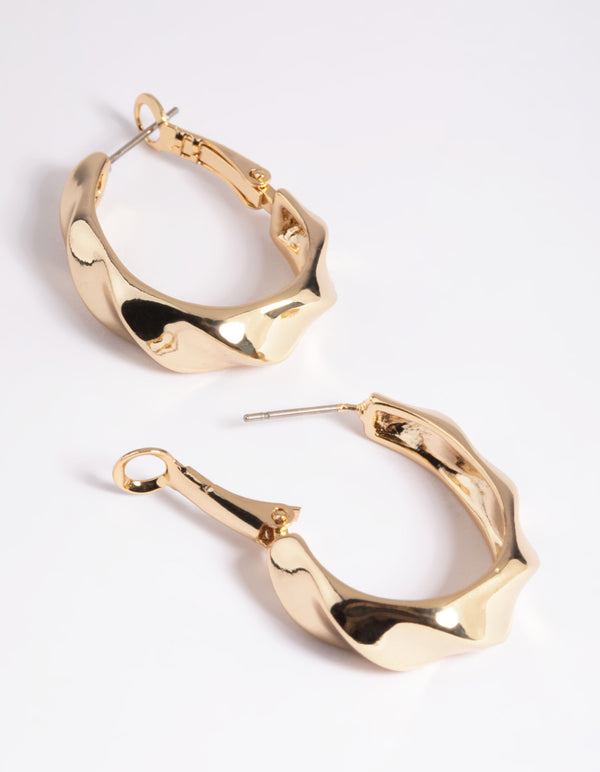 Gold Plated Twisted Hoop Earrings