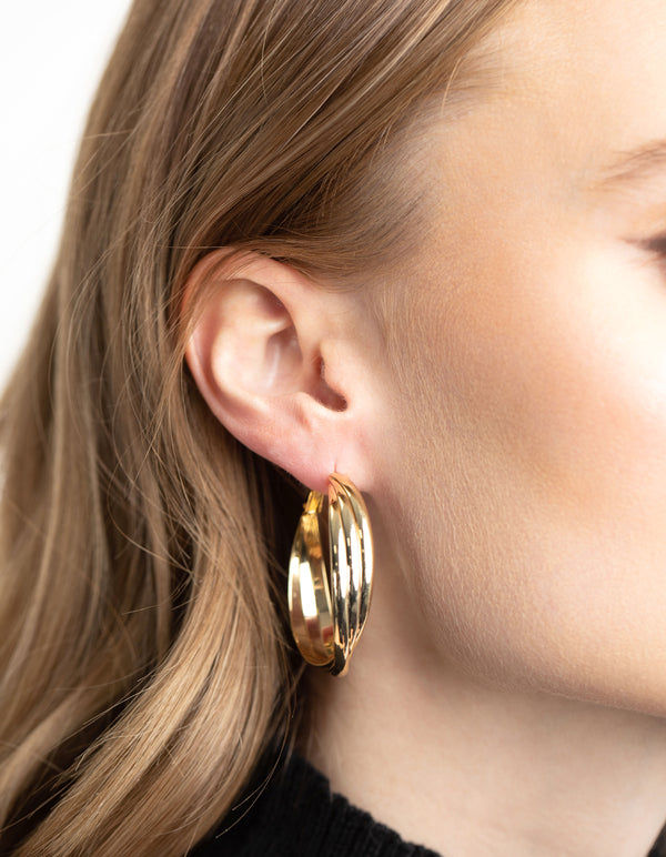Gold Plated Twisted Hoop Earrings