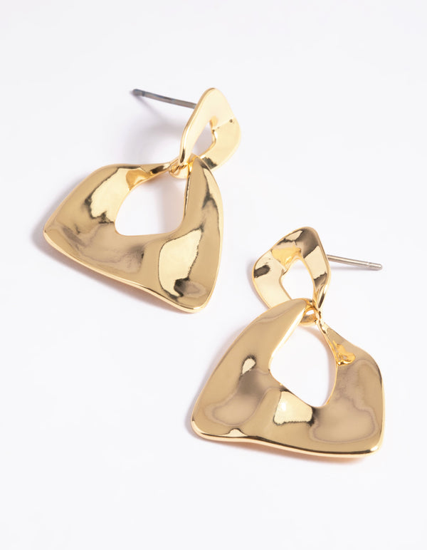 Gold Plated Molten Door Knocker Earrings
