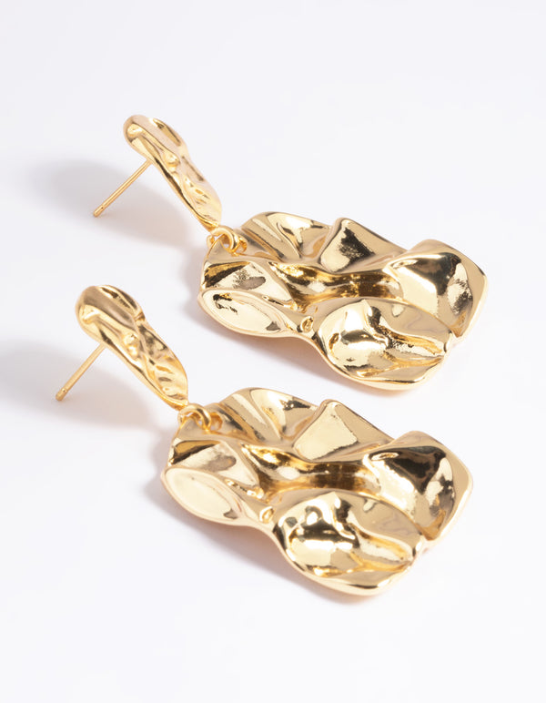 Gold Plated Molten Drop Earrings