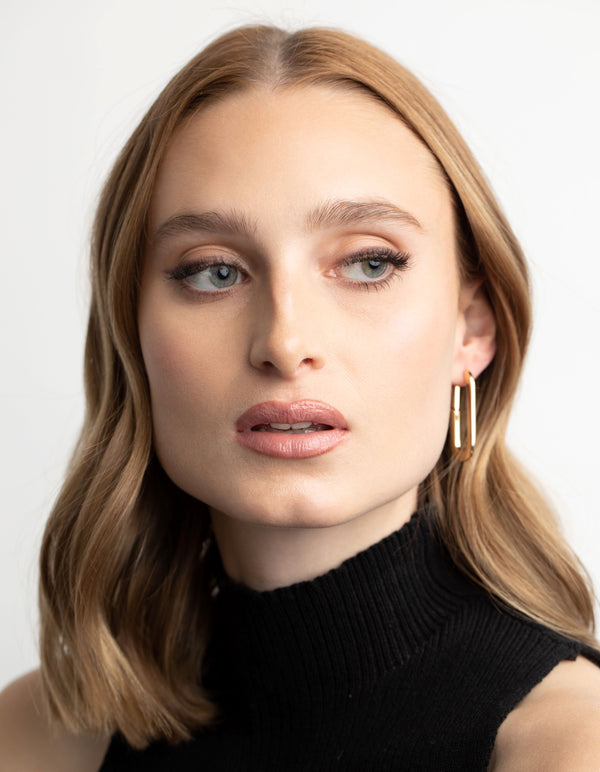 Gold Plated Rectangle Hoop Earrings