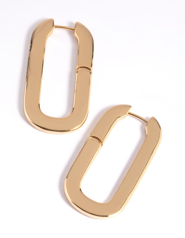 Gold Plated Rectangle Hoop Earrings