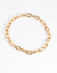 Gold Plated Circle Link Chain Necklace - link has visual effect only
