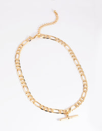 Gold Plated Fob Figaro Chain Necklace - link has visual effect only