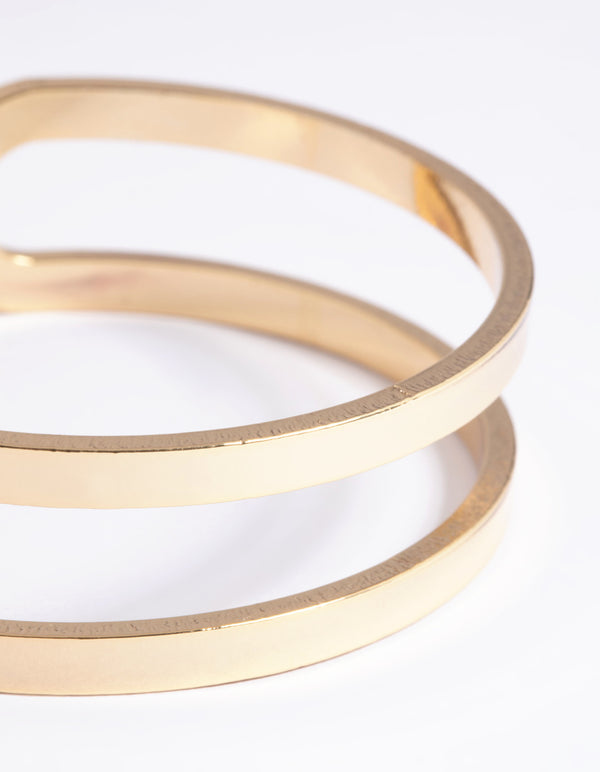 Gold Plated Smooth Cuff Bangle Bracelet