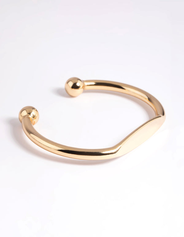Gold Plated Flat Cuff Bangle Bracelet