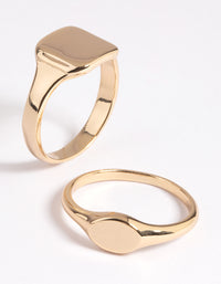 Gold Plated Signet Ring Stack Pack - link has visual effect only