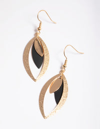 Black Sandblast Leaf Drop Earrings - link has visual effect only