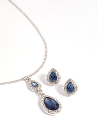 Navy Pear Statement Necklace & Earrings Set - link has visual effect only