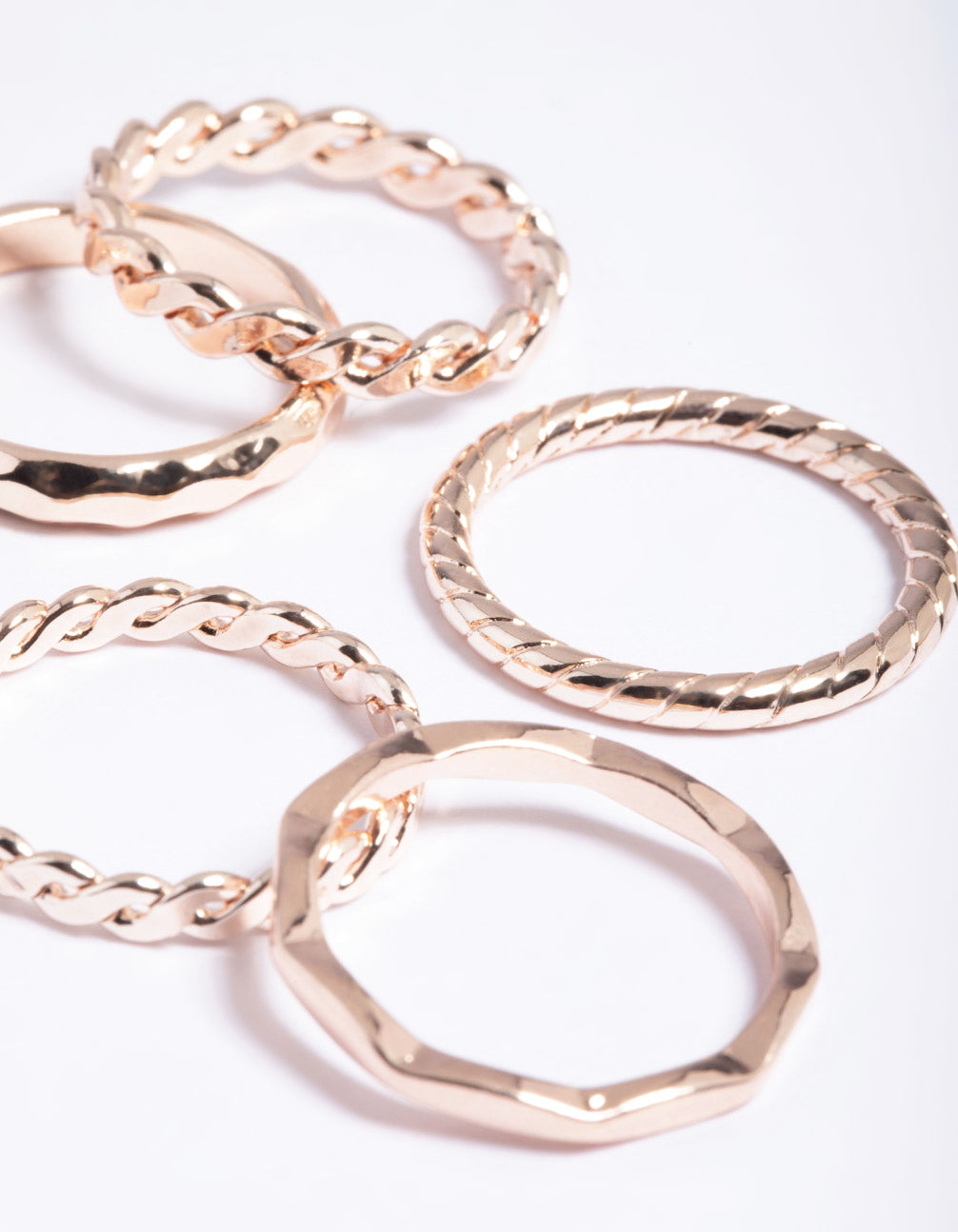 Rose Gold Crossiant Rings 5-Pack