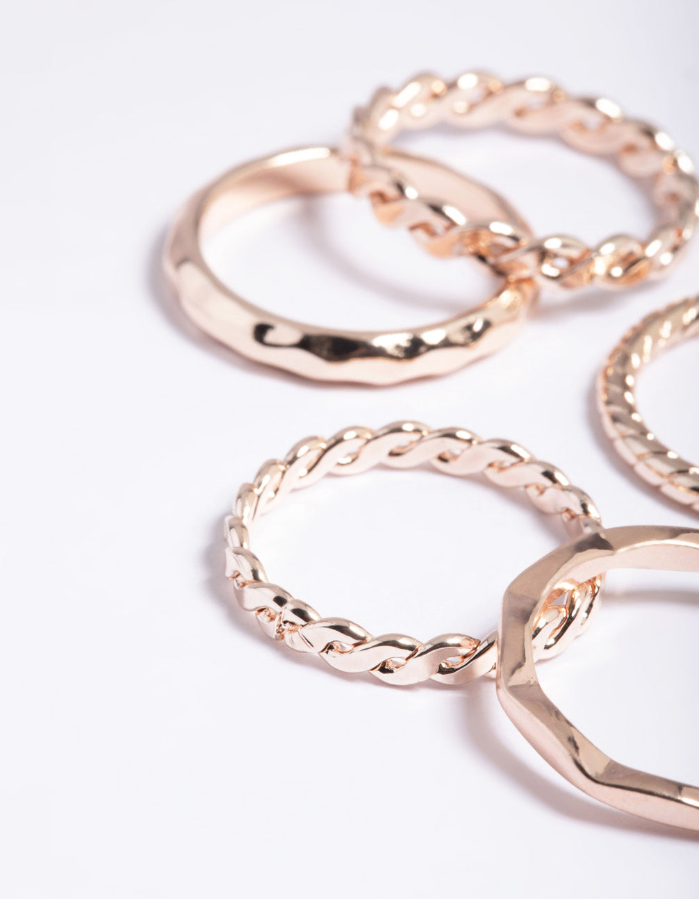 Rose Gold Crossiant Rings 5-Pack