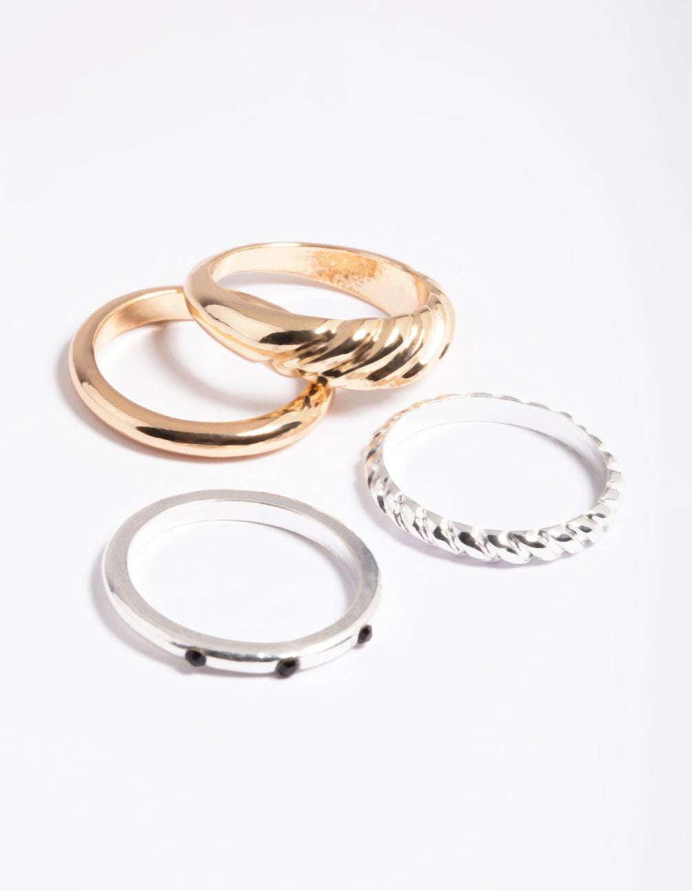 Mixed Metal Twist & Basic Rings 4-Pack