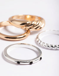 Mixed Metal Twist & Basic Rings 4-Pack - link has visual effect only