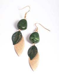 Gold Marble & Leaf Drop Earrings - link has visual effect only