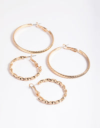 Gold Mix Twist Hoop Earrings Pack - link has visual effect only