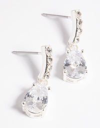 Silver Cubic Zirconia Pear Cut Drop Earrings - link has visual effect only