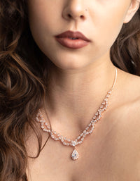 Rose Gold Cubic Zirconia Lace Teardrop Necklace - link has visual effect only